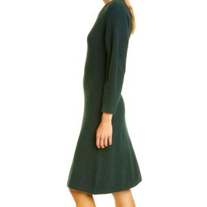 Kate Spade Dark Green Sweater Dress Small Fit Flare Knit Long Sleeve Midi